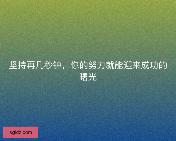 坚持再几秒钟，你的努力就能迎来成功的曙光