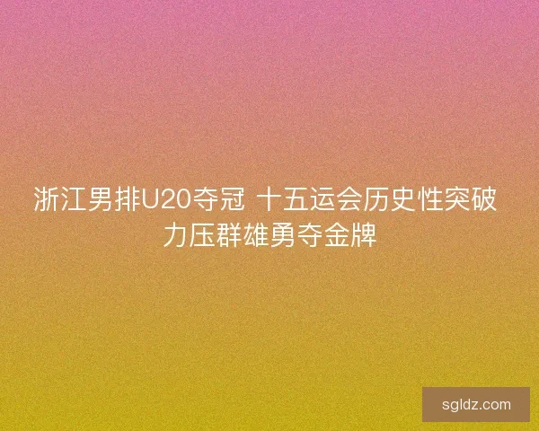 浙江男排U20夺冠 十五运会历史性突破 力压群雄勇夺金牌