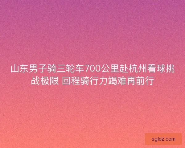山东男子骑三轮车700公里赴杭州看球挑战极限 回程骑行力竭难再前行